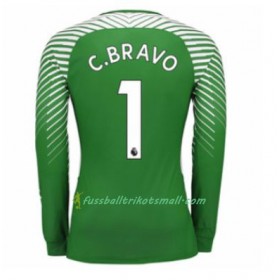 Fußballtrikots Manchester City Torwart Claudio Bravo 1 2017-2018 Langarm Heimtrikotsatz kaufen