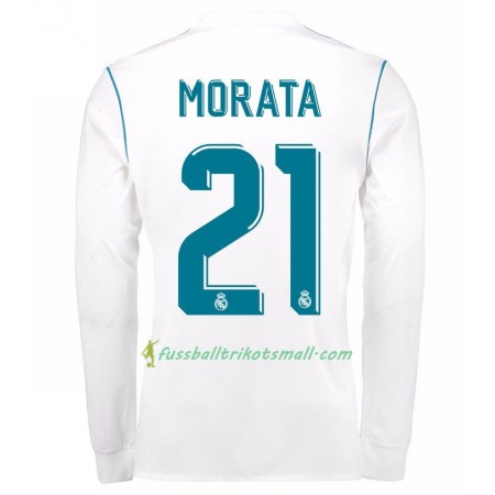 Fußballtrikots Real Madrid Alvaro Morata 21 2017-2018 Langarm Heimtrikotsatz kaufen