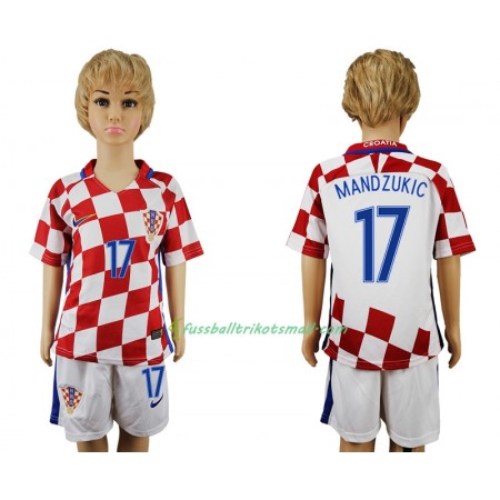 Fußballtrikots Kroatien Mandzukic 17 Kinder 2016 Kurzarm Heimtrikotsatz kaufen