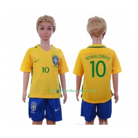 Fußballtrikots Brasilien Ronaldinho 10 Kinder 2016 Kurzarm Heimtrikotsatz kaufen