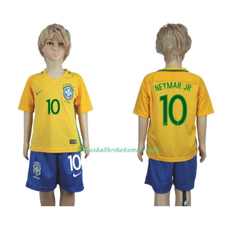 Fußballtrikots Brasilien Neymar JR 10 Kinder 2016 Kurzarm Heimtrikotsatz kaufen