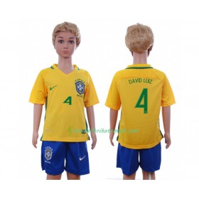 Fußballtrikots Brasilien David Luiz 4 Kinder 2016 Kurzarm Heimtrikotsatz kaufen